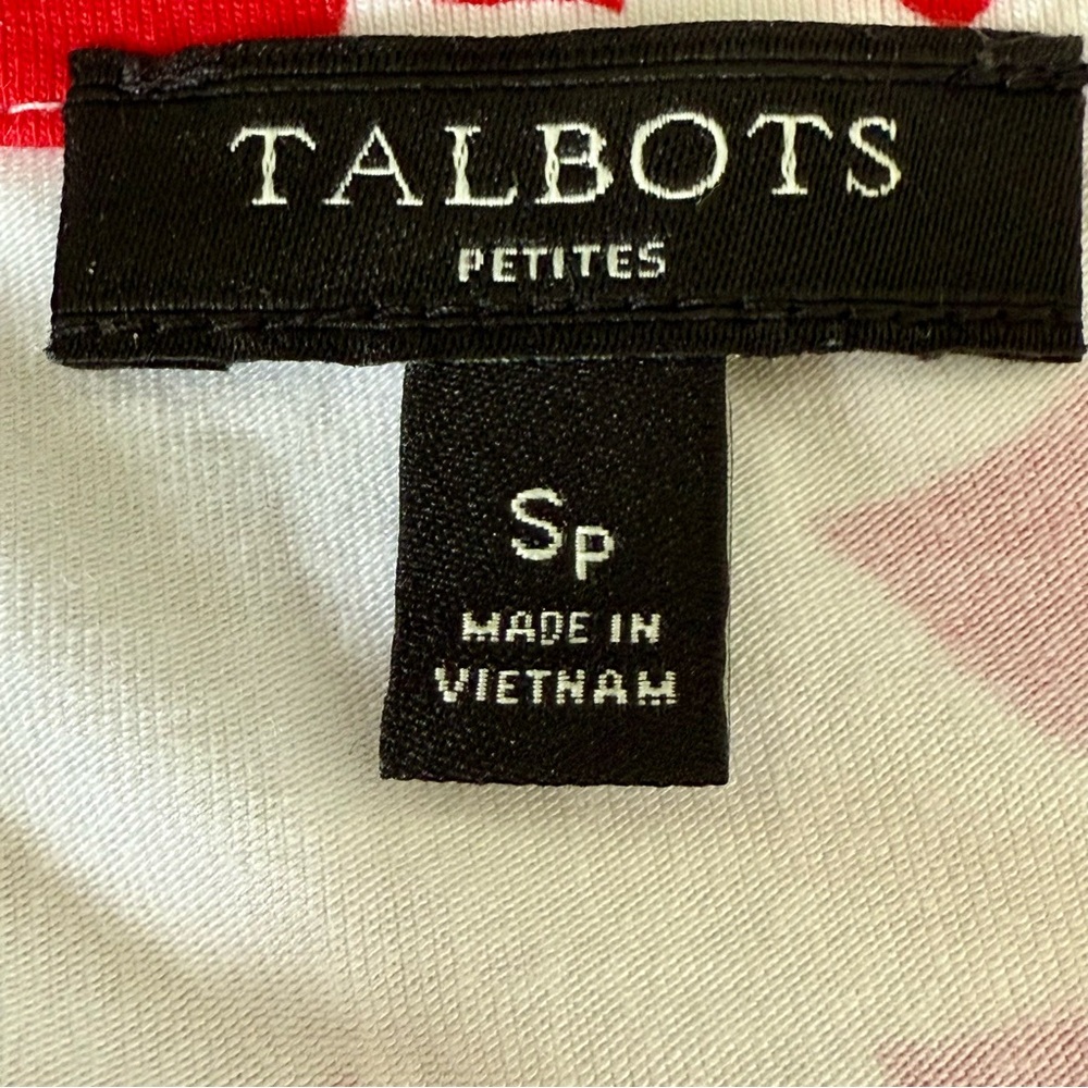 Talbots Womens Red White Floral‎ Top Short Sleeve Rayon Tunic Blouse Sz-Small/P - Picture 2 of 14